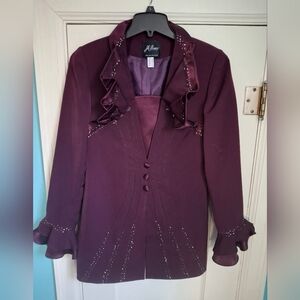 Paris New York Milano Womens Fancy Ruffle Collar & Sleeves Town Coat Jacket Sz 6